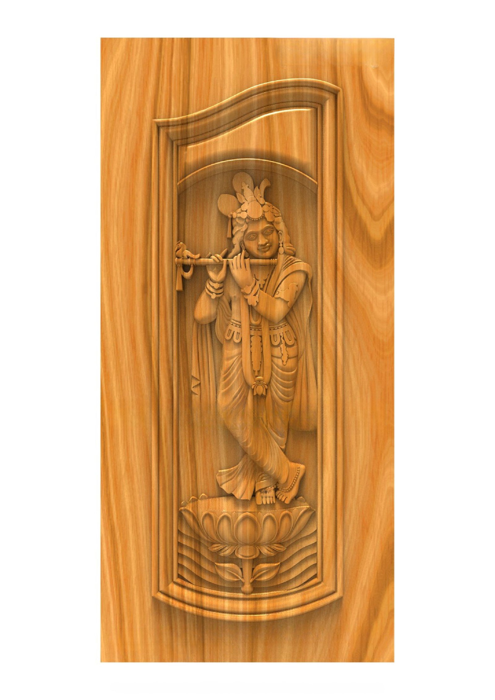 GSK DELITE DOORS - DL-31 Lord Krishna Divine Flute Player Carved 3D Door Model